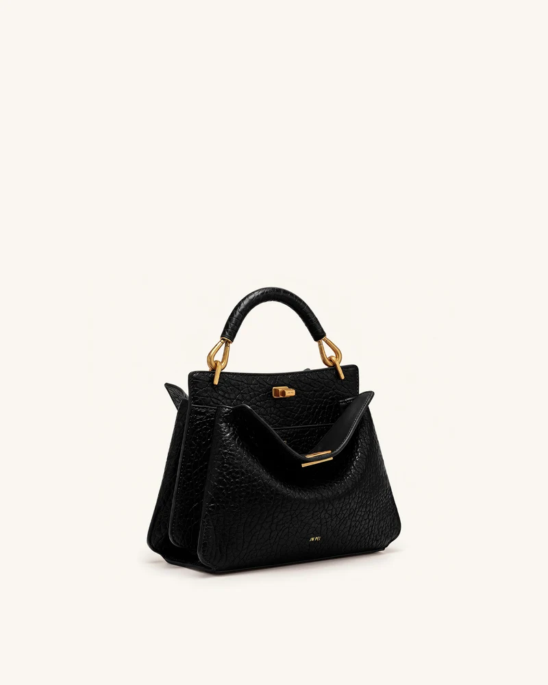 Lucia Henkeltasche in Elefanten-Optik - Schwarz