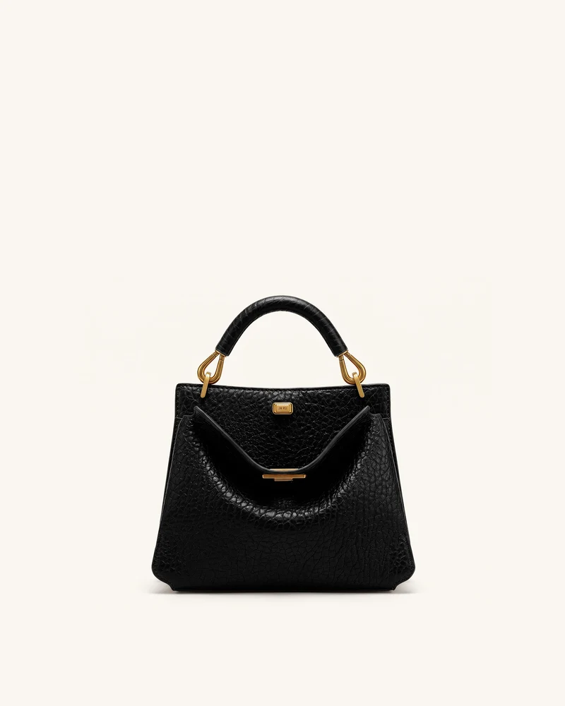 Lucia Henkeltasche in Elefanten-Optik - Schwarz