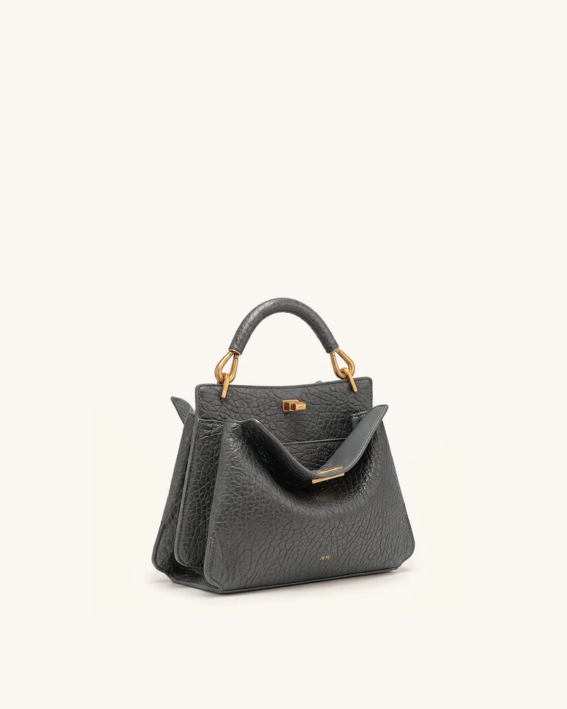 Lucia Henkeltasche in Elefanten-Optik - Schiefergrau