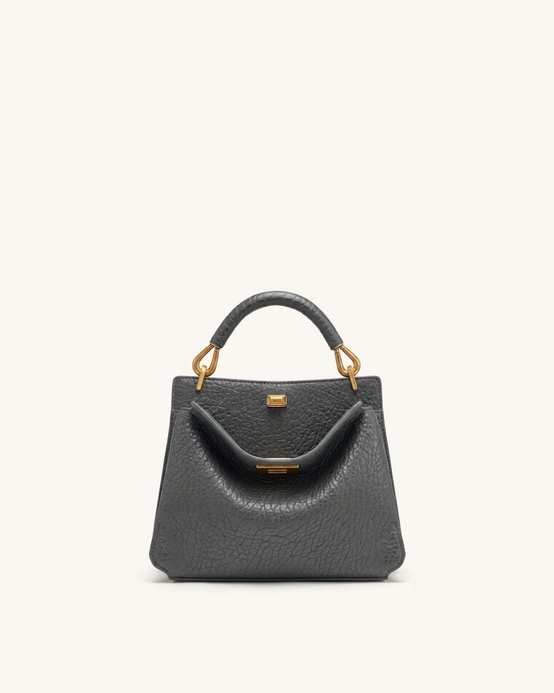 Lucia Henkeltasche in Elefanten-Optik - Schiefergrau