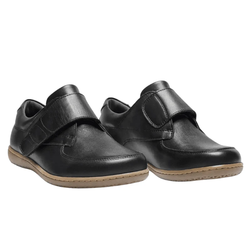 New Feet damesko med velcro - Sort læder