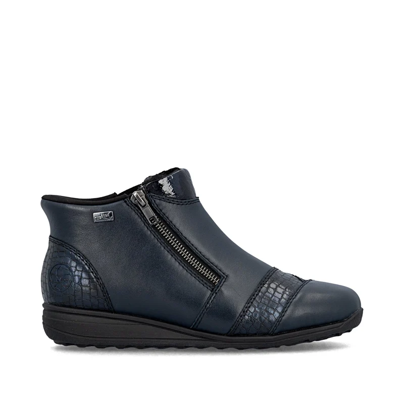 Rieker Damen Stiefeletten aus Leder mit Fleecefutter | Blau