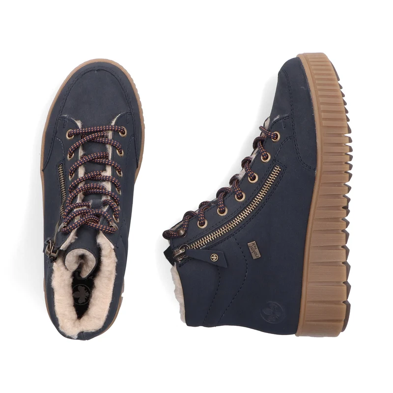 Rieker Damen Stiefeletten mit Fleecefutter | Blau