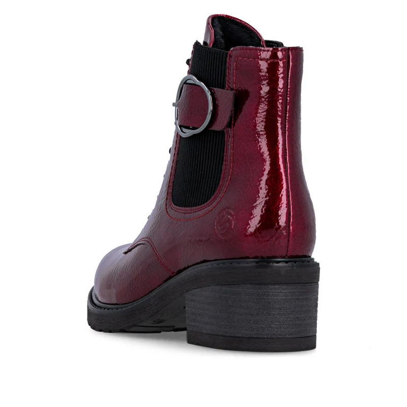 Remonte Damen Fashion Lack Blockabsatz Stiefelette | Rot