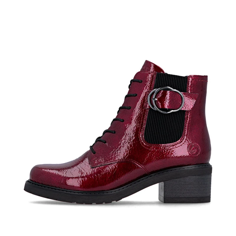 Remonte Damen Fashion Lack Blockabsatz Stiefelette | Rot