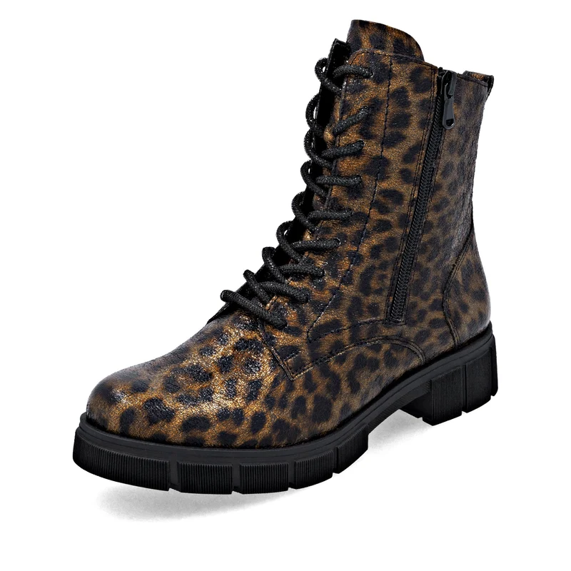 Remonte Damen Fashion Animal Print Ankle Boot | Metallic Schwarz