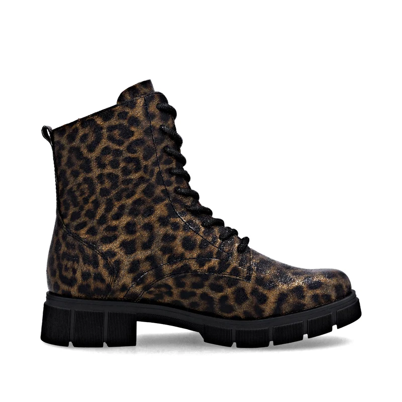 Remonte Damen Fashion Animal Print Ankle Boot | Metallic Schwarz