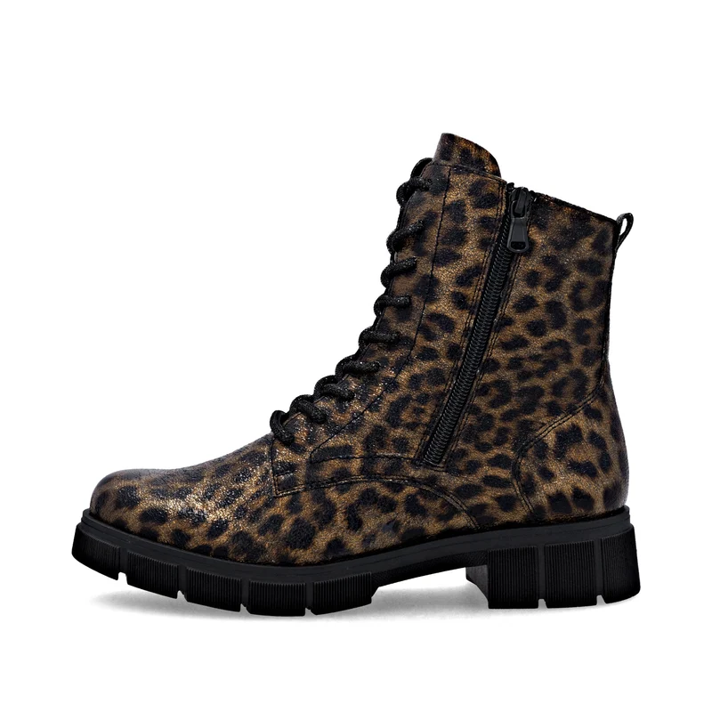 Remonte Damen Fashion Animal Print Ankle Boot | Metallic Schwarz