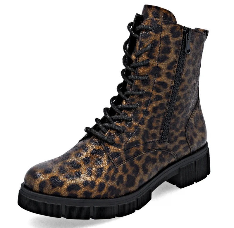 Remonte Damen Fashion Animal Print Ankle Boot | Metallic Schwarz