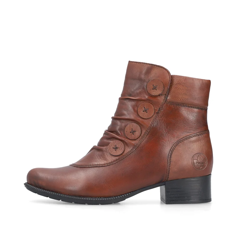 Rieker Damen Stiefeletten mit Knopfdetail | Braun