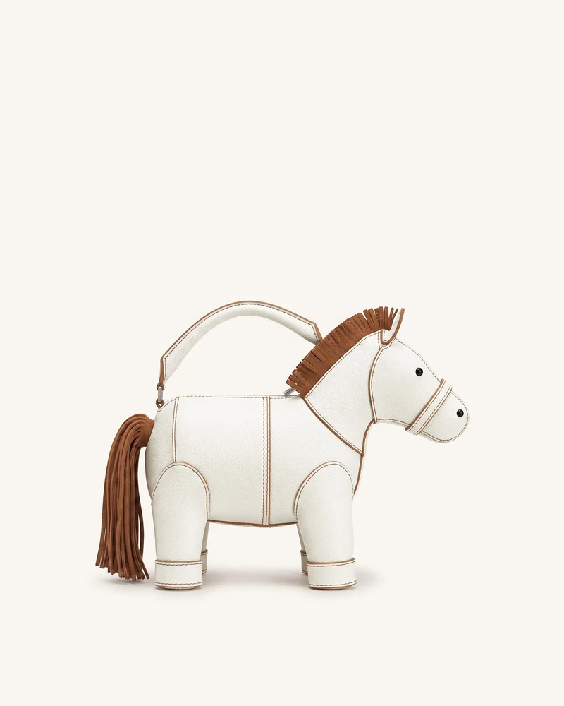 Harper Henkeltasche mit Pferd - Weiß