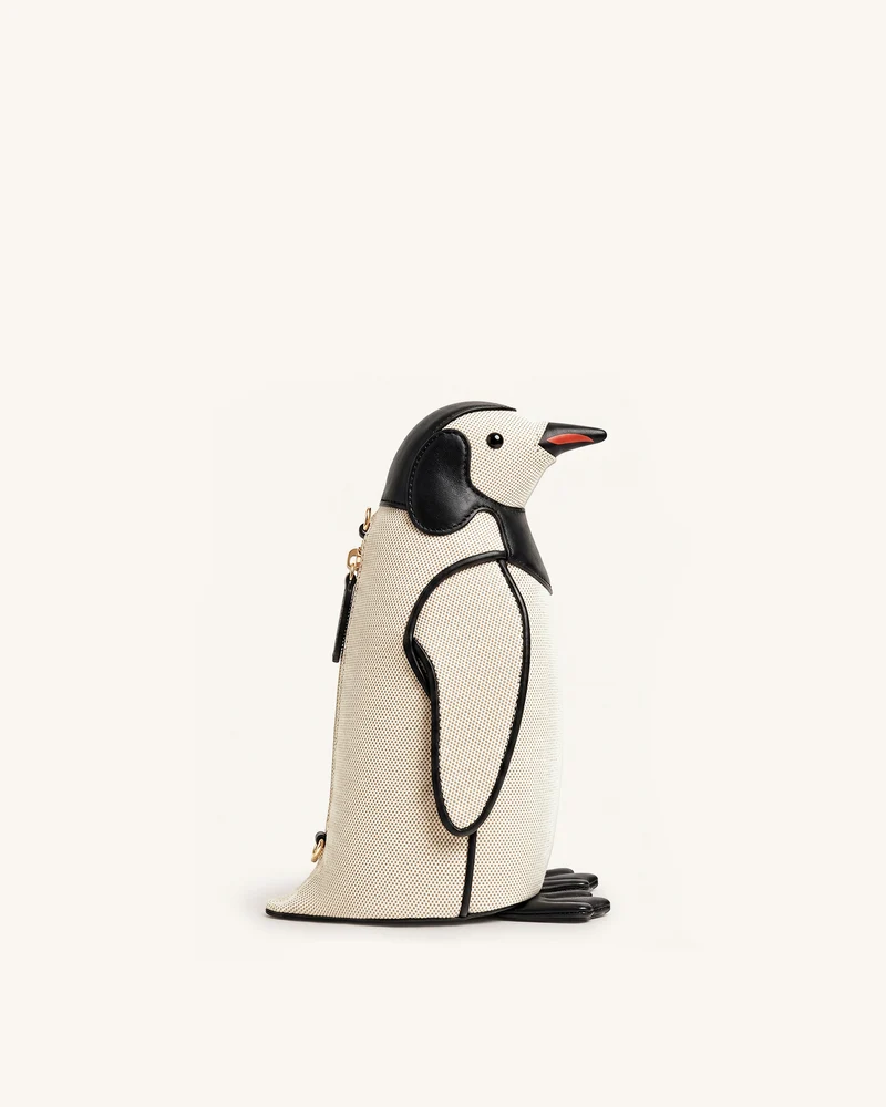 Pia Pinguin-Crossbody-Tasche - Schwarzer Canvas