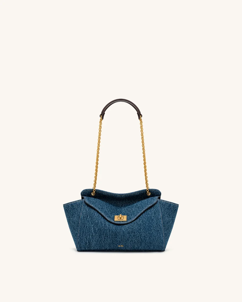 Lucia Envelope-Schultertasche mit Kette - Blue Denim