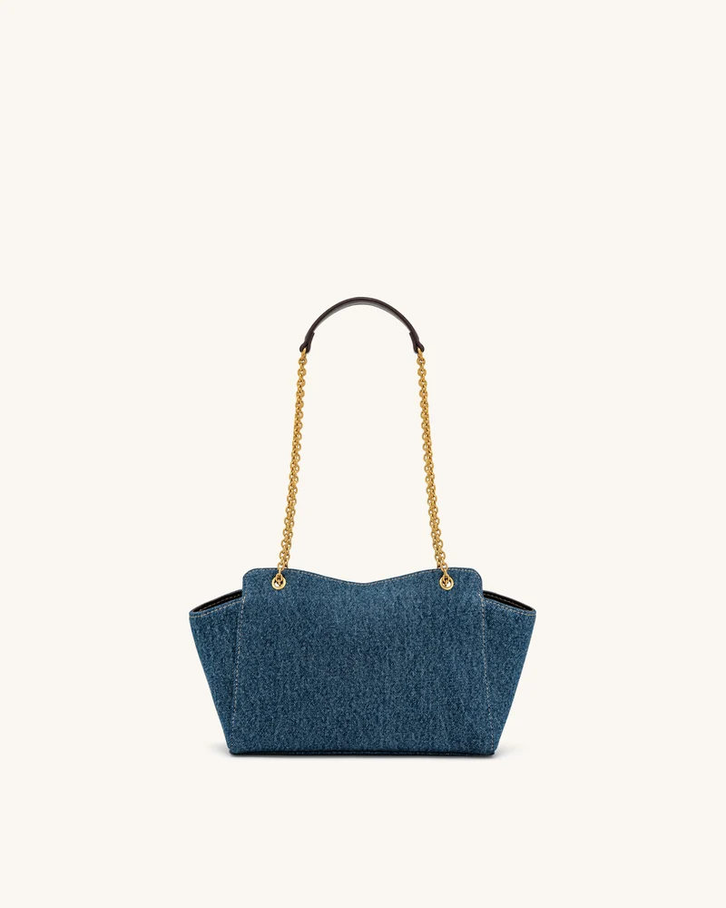 Lucia Envelope-Schultertasche mit Kette - Blue Denim