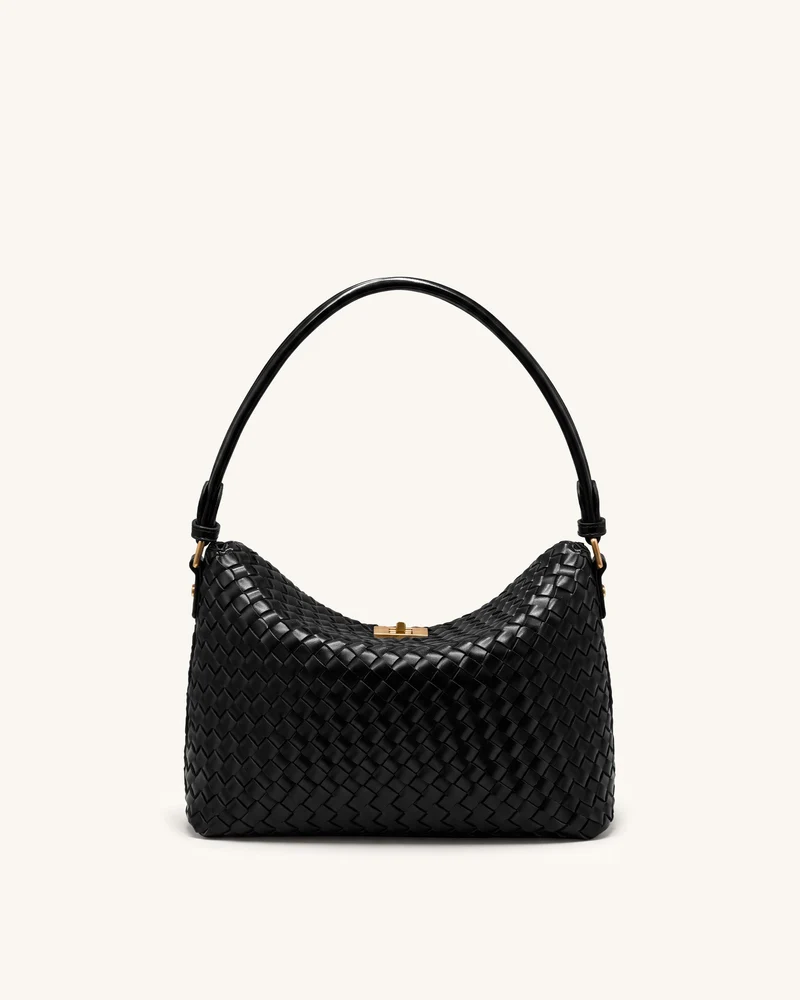 Lucia Geflochtene Hobo-Tasche - Schwarz