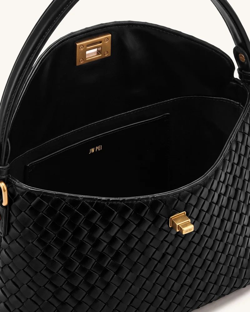 Lucia Geflochtene Hobo-Tasche - Schwarz