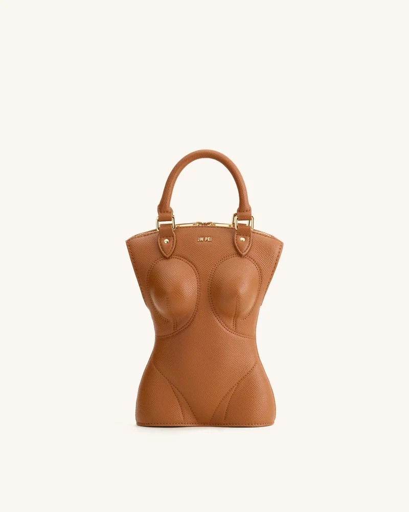 Tara Tasche mit skulpturalem Griff - Braun