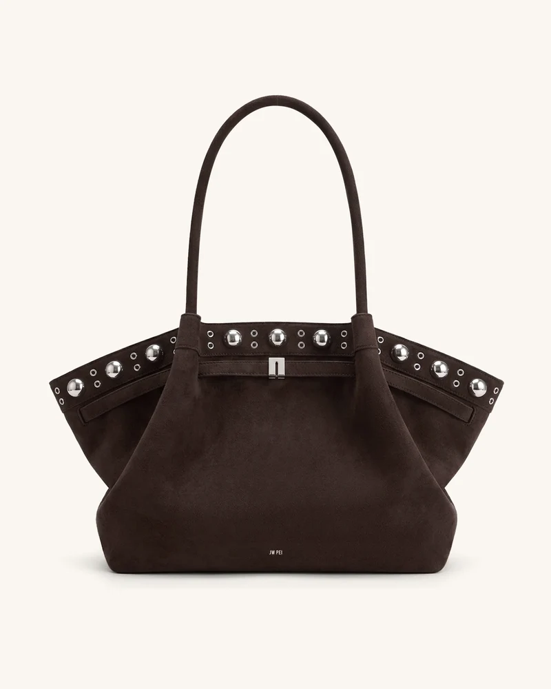 Hana Große Tote Bag aus Wildlederimitat - Tiefbraun
