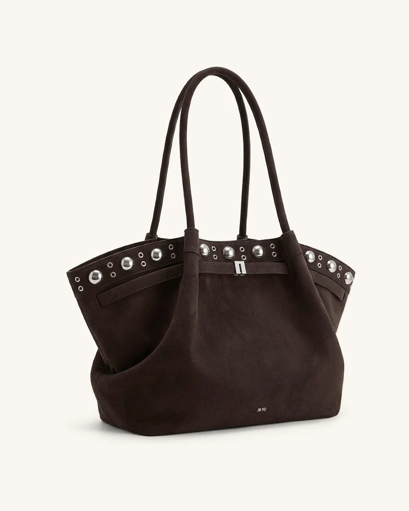 Hana Große Tote Bag aus Wildlederimitat - Tiefbraun