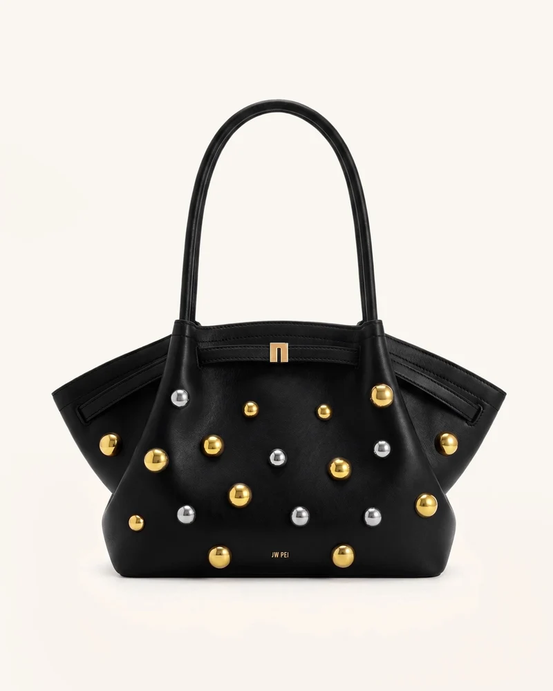 Hana Große Tote Bag mit Nieten - Tiefschwarz