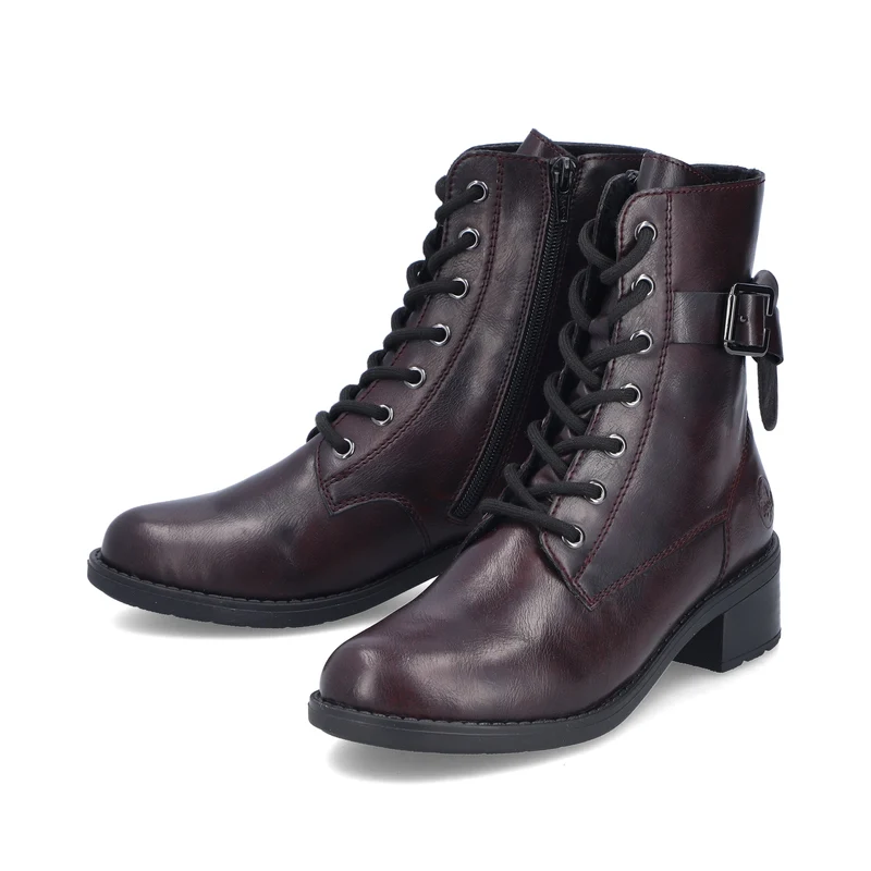 Rieker Modischer Damen-Stiefelette mit Blockabsatz | Dunkelrot