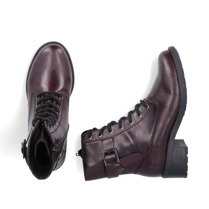 Rieker Modischer Damen-Stiefelette mit Blockabsatz | Dunkelrot