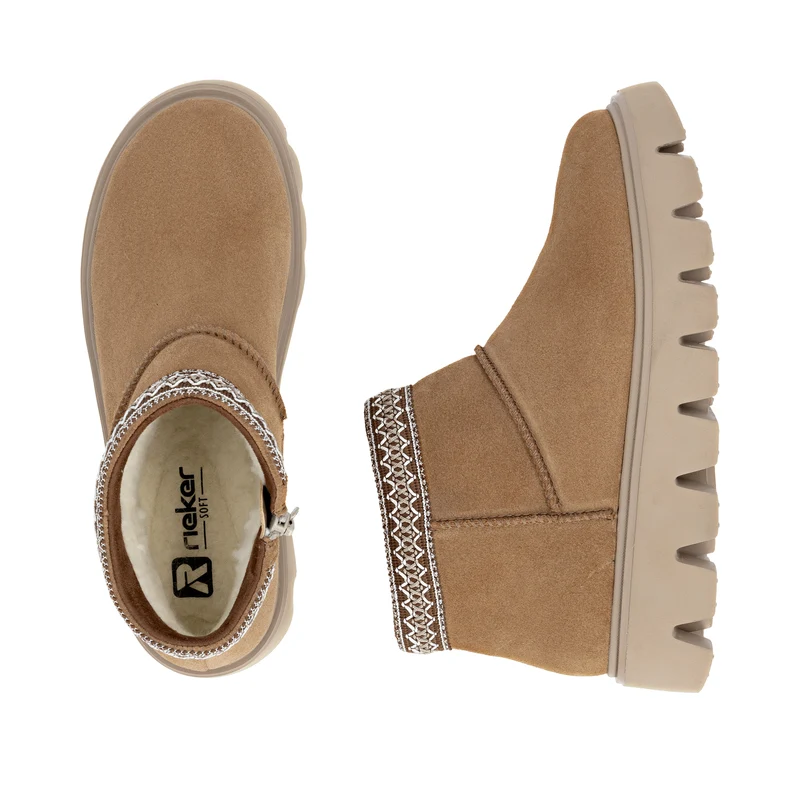 Rieker Lässiger Wildlederstiefel für Damen | Hellbraun