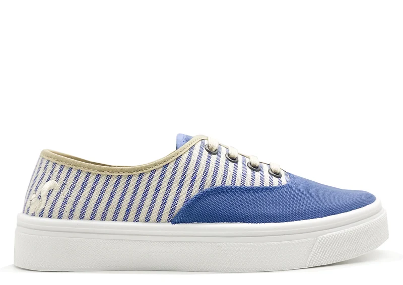 thies ® Organic Cotton Stripe Plim Sneaker vegan indigo