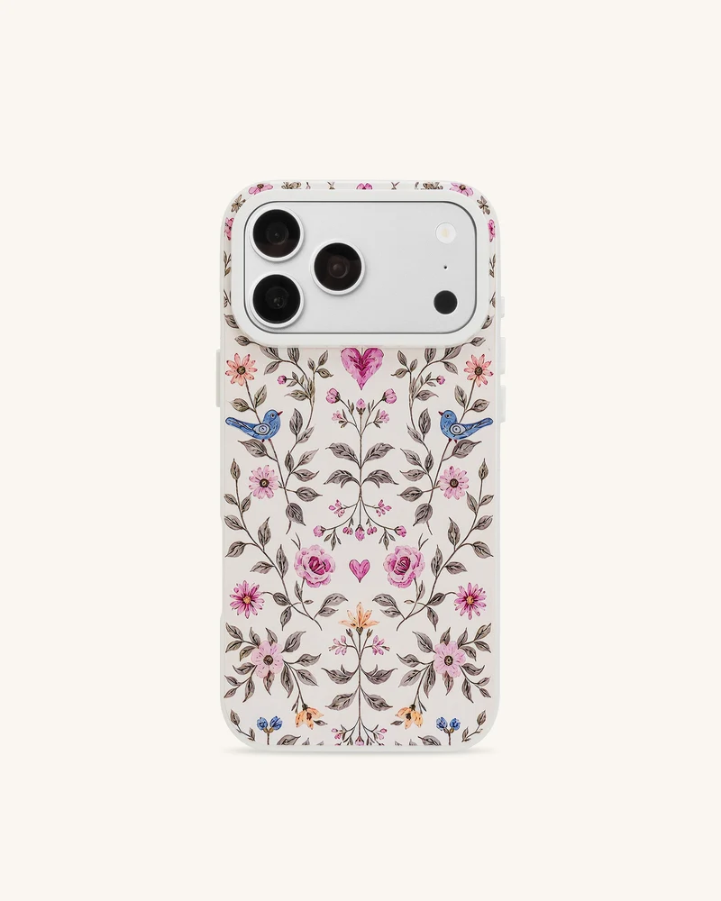 Vintage Romance Floral Bird Handyhülle - Weiß