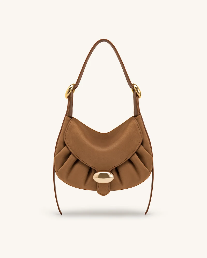 Avery Drapierte Hobo-Tasche aus Wildlederimitat - Camel