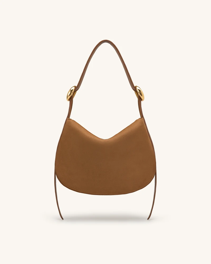 Avery Drapierte Hobo-Tasche aus Wildlederimitat - Camel