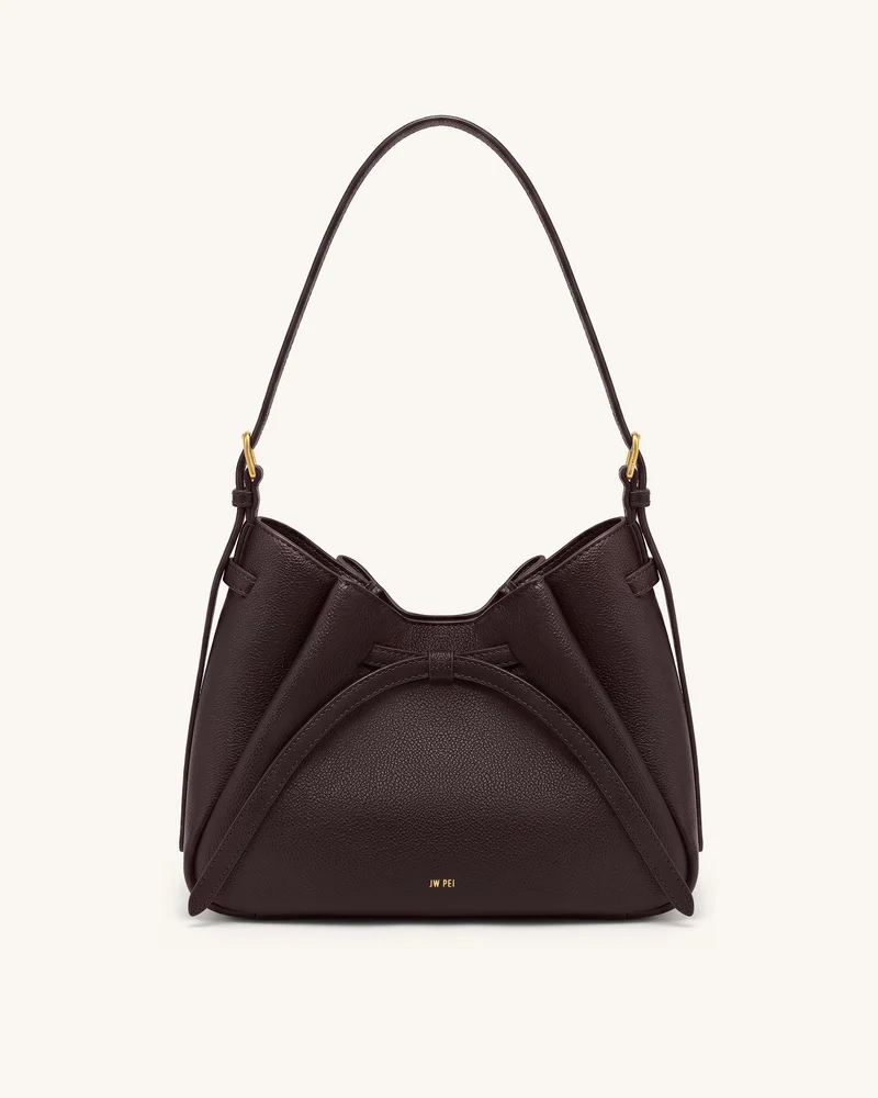 Mabel Schultertasche mit weicher Schleife - Dunkelbraun