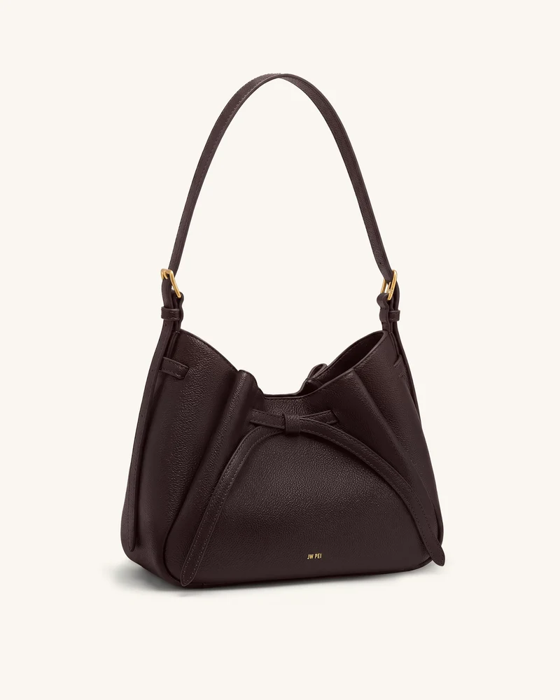Mabel Schultertasche mit weicher Schleife - Dunkelbraun