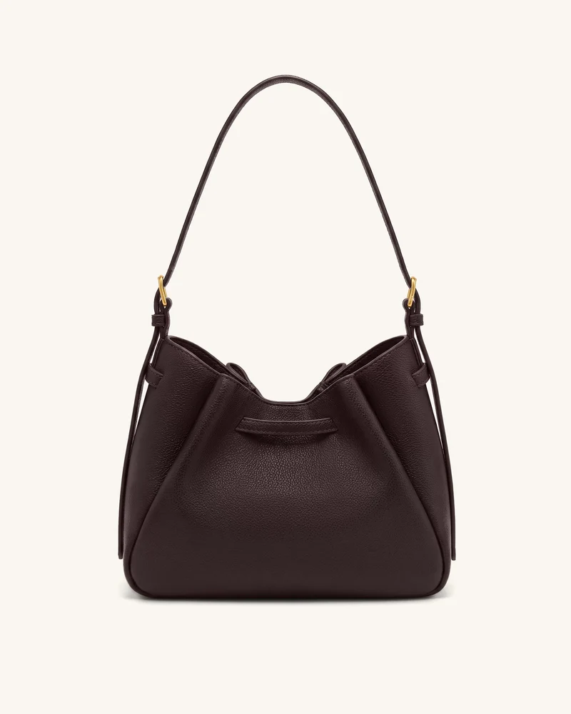 Mabel Schultertasche mit weicher Schleife - Dunkelbraun