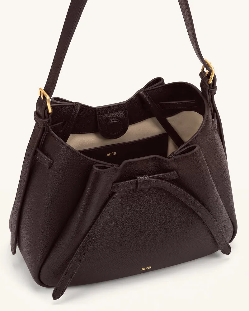 Mabel Schultertasche mit weicher Schleife - Dunkelbraun