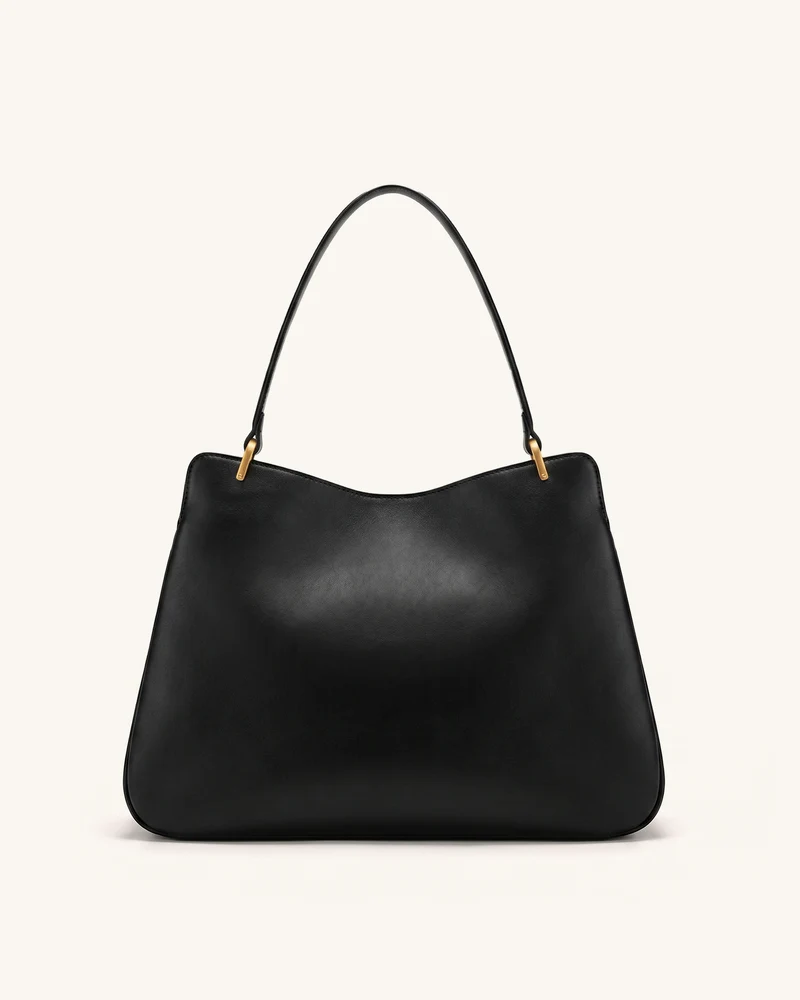 Lucia Schultertasche mit Drehverschluss - Schwarz