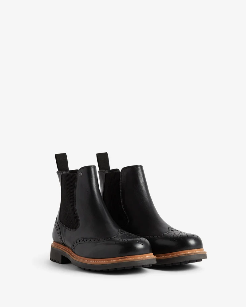 Hunter Händler für Herren-Cawdor-Brogues Chelsea Stiefel | Schwarz