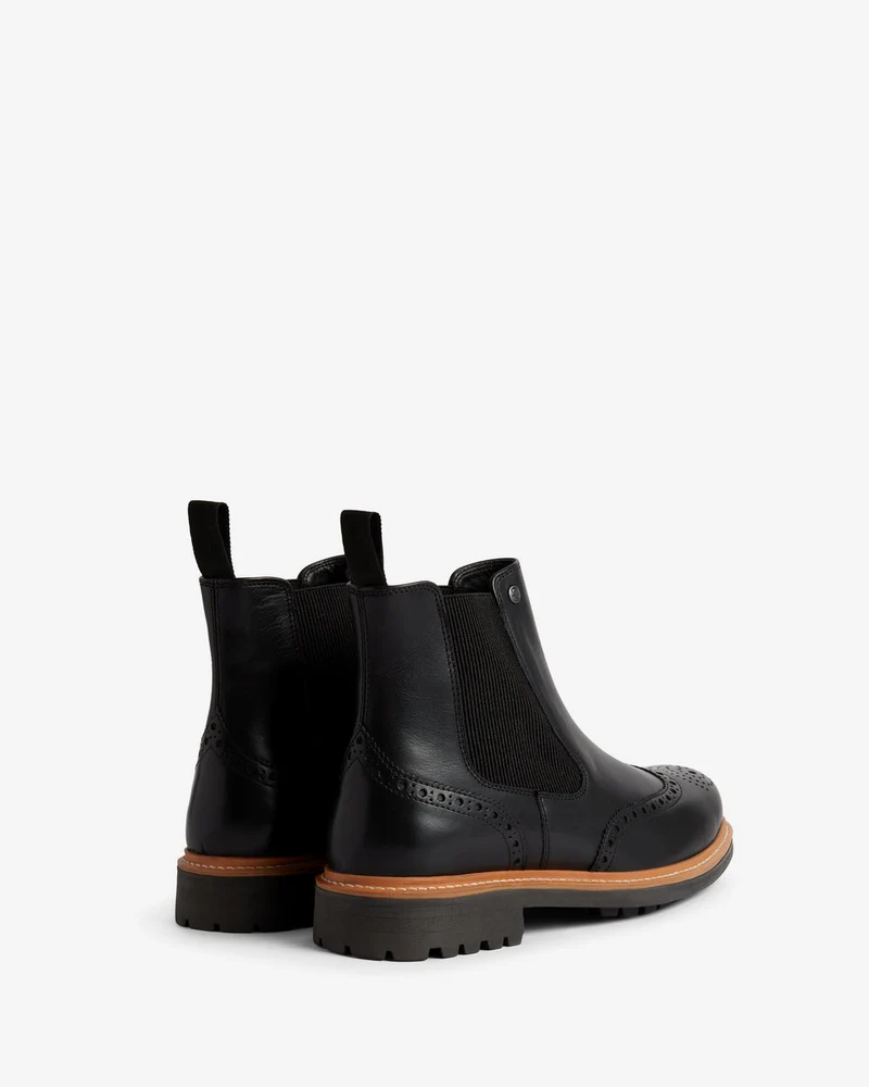 Hunter Händler für Herren-Cawdor-Brogues Chelsea Stiefel | Schwarz