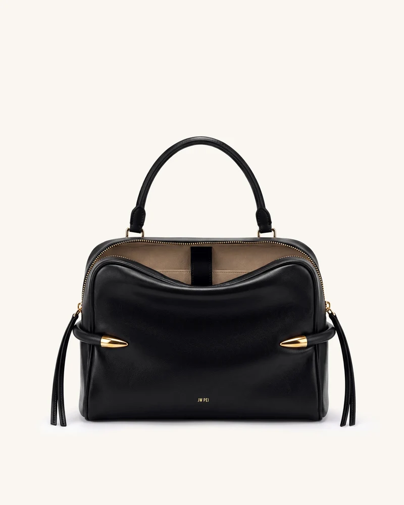 Callie Schultertasche mit Stoßzahn-Detail - Schwarz