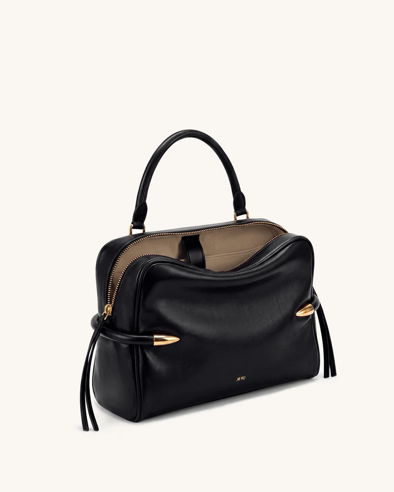Callie Schultertasche mit Stoßzahn-Detail - Schwarz