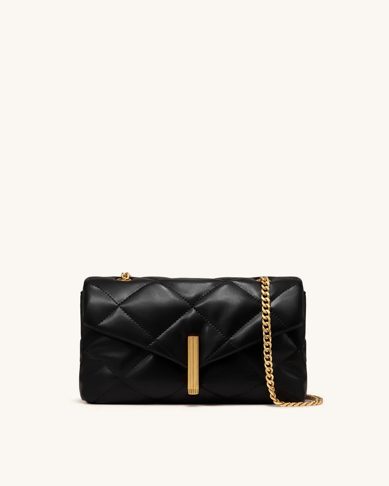 Valerie Puffy-Schultertasche mit Stabverschluss - Schwarz