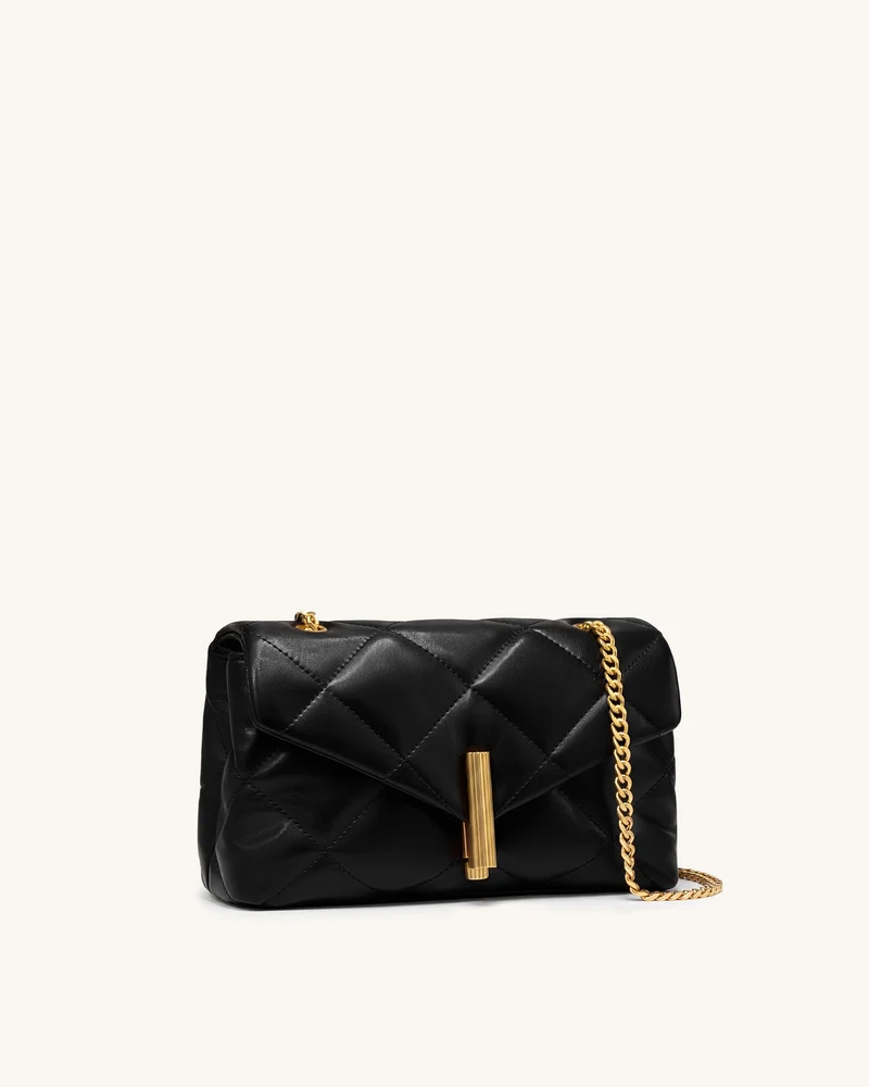 Valerie Puffy-Schultertasche mit Stabverschluss - Schwarz