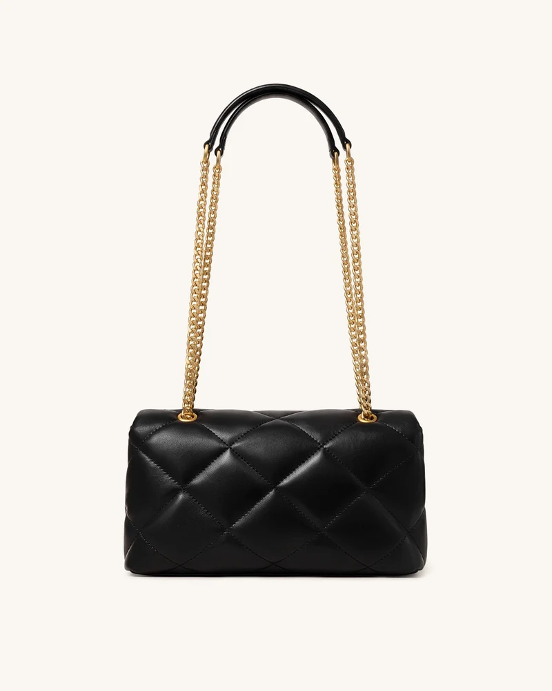Valerie Puffy-Schultertasche mit Stabverschluss - Schwarz