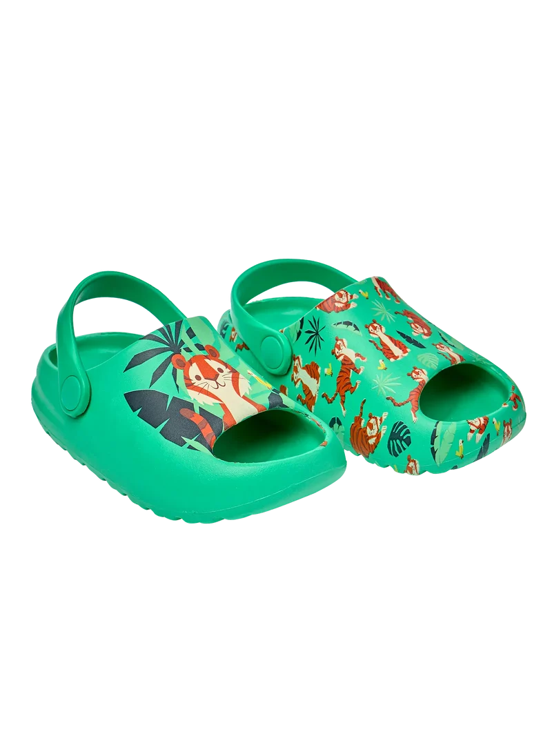 Lustige chunky Baby-Clog-Sandalen Tiger im Dschungel