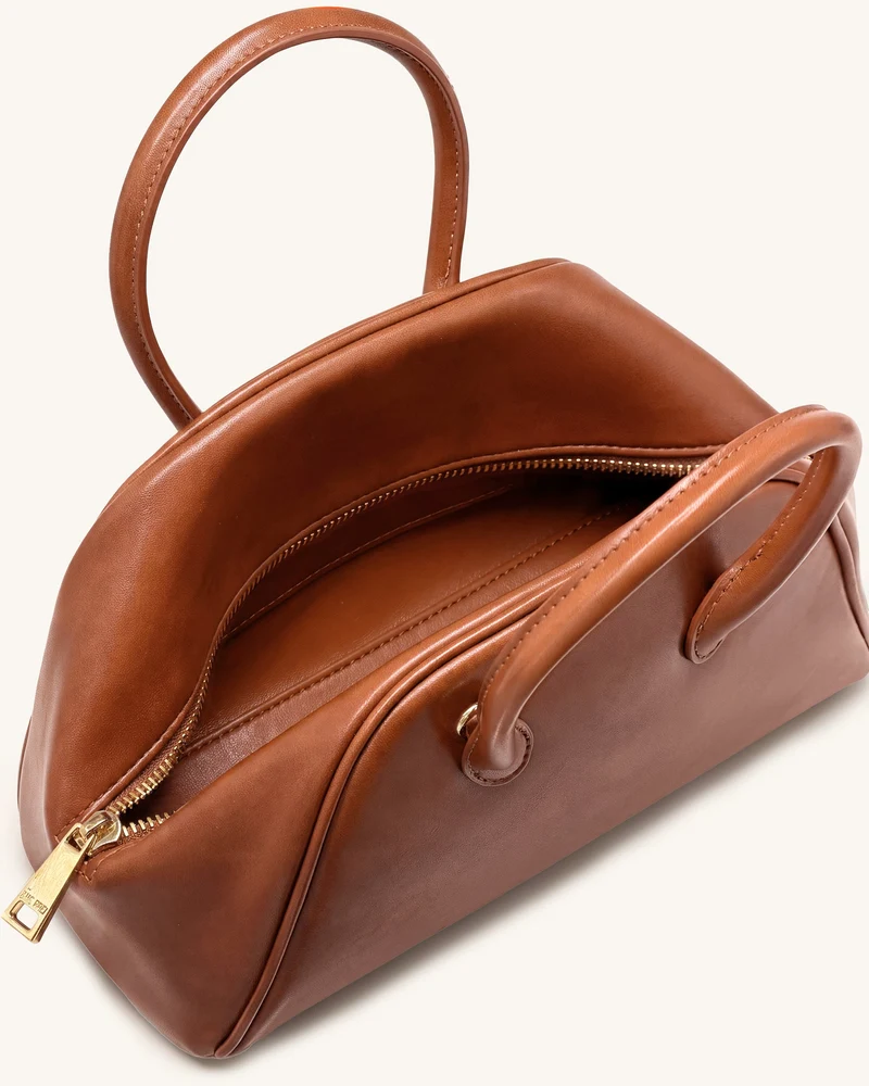 Veda Bowler-Tasche im Vintage-Finish - Sattelbraun