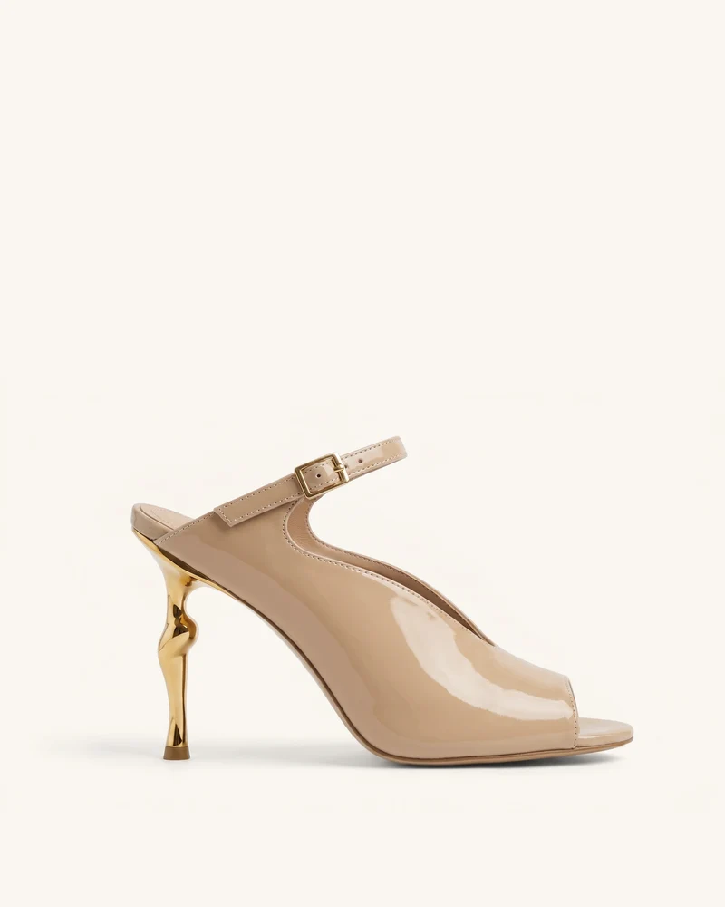 Alivia Peep-Toe-Heels mit goldfarbenem Metalldetail - Khaki