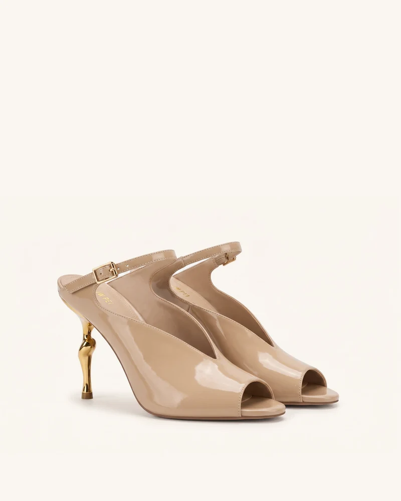 Alivia Peep-Toe-Heels mit goldfarbenem Metalldetail - Khaki