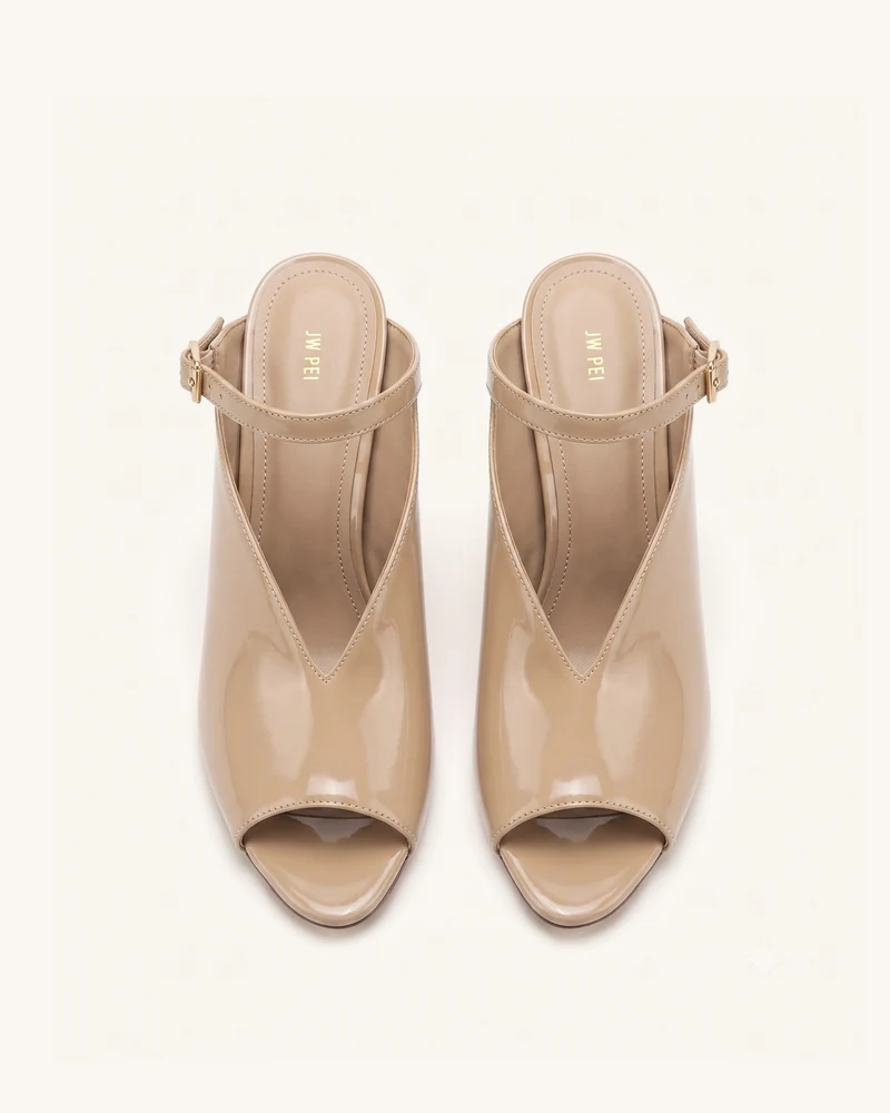 Alivia Peep-Toe-Heels mit goldfarbenem Metalldetail - Khaki
