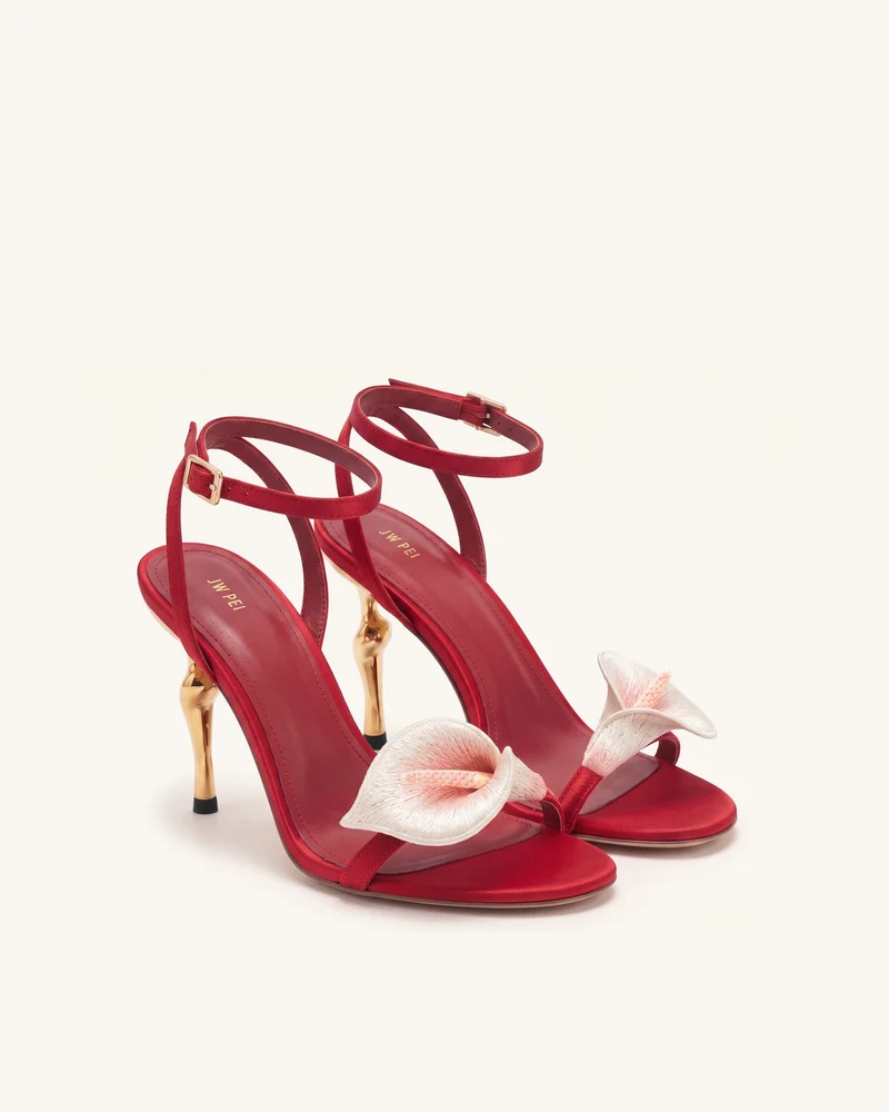 Alivia Calla Lily Sandalen mit goldenem Metallabsatz - Rot