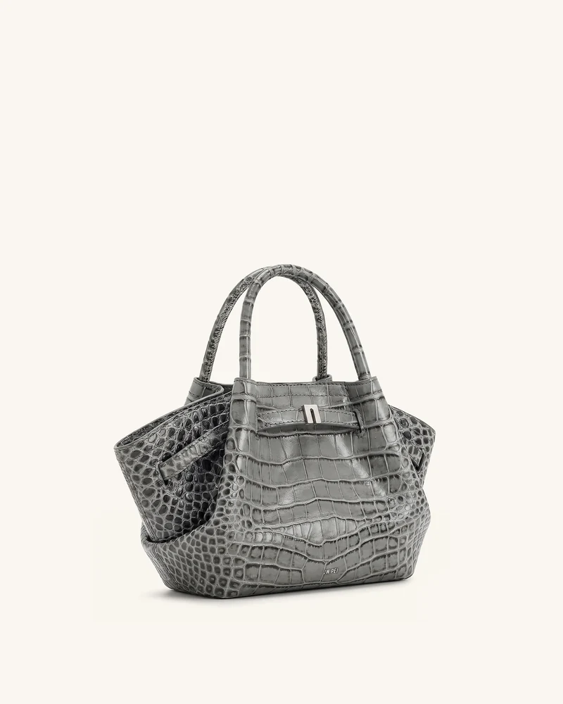 Hana Mini-Tote-Bag - Graue Kroko-Optik